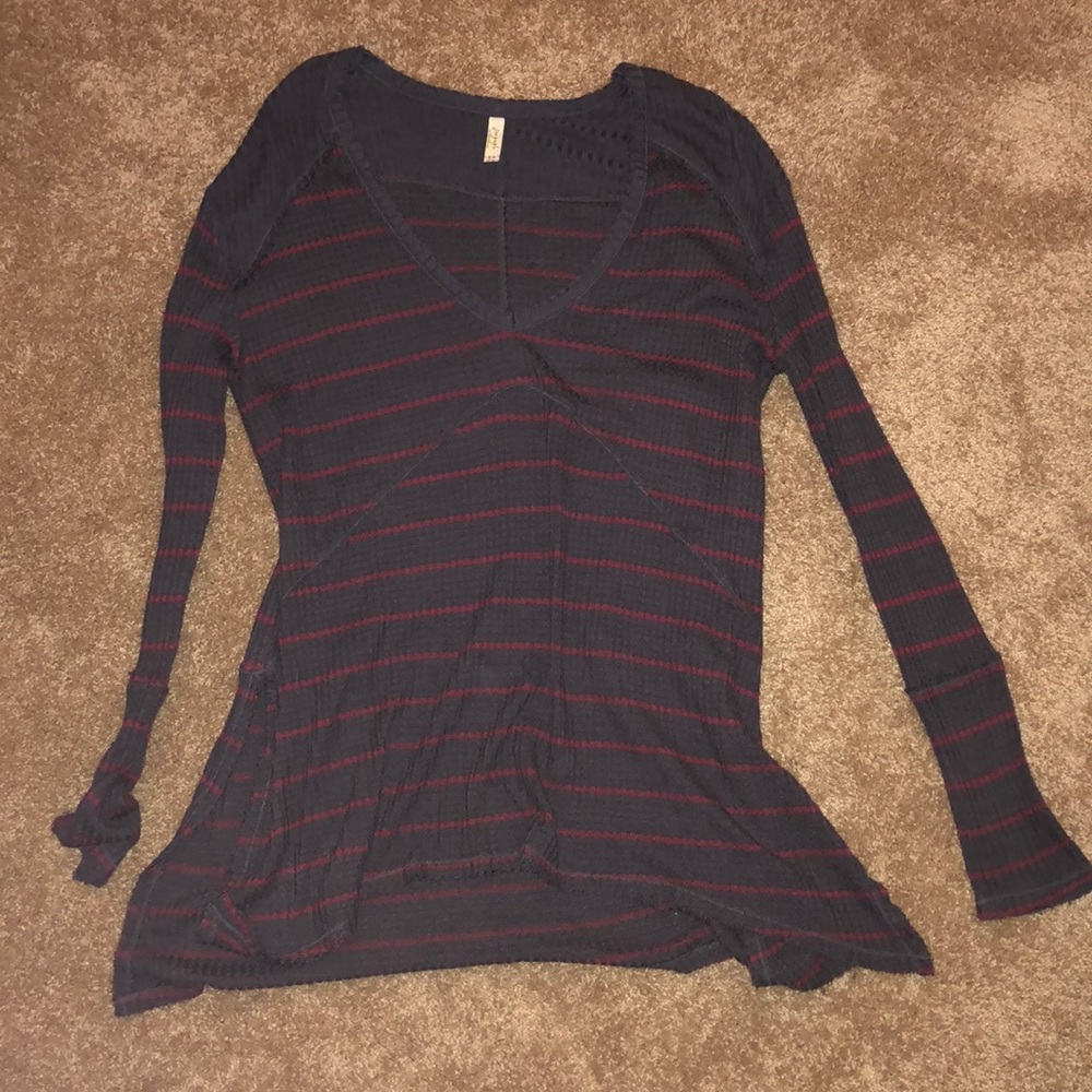 Free People Long Sleeve Waffle Shirt